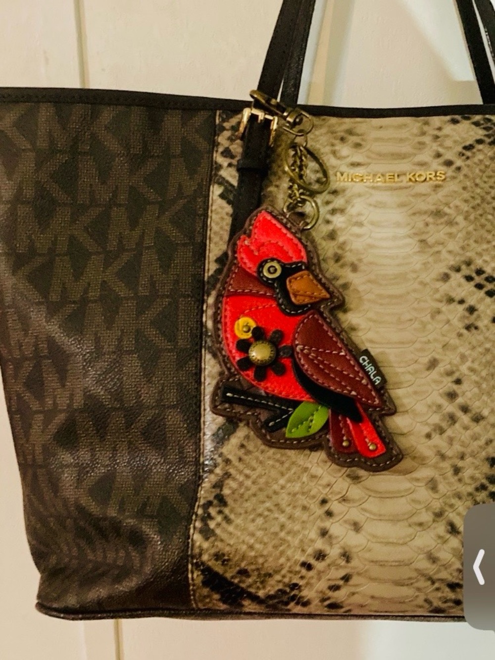 Chala Red Cardinal Leather 3D Key Ring/Bag Charm/Coin Pouch NWOT